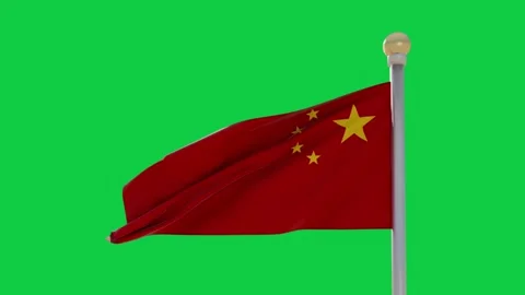 Gentle wind starting red flag billowing, ripples traveling, stars shifting, Stock Footage 337945486