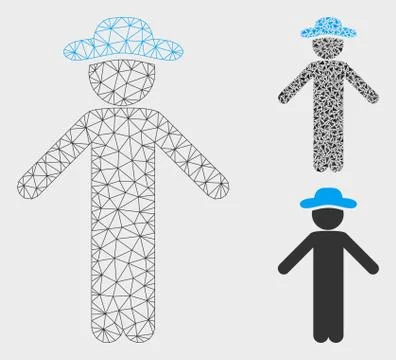 Gentleman Apology Vector Mesh Network Model and Triangle Mosaic Icon Illustrazione stock