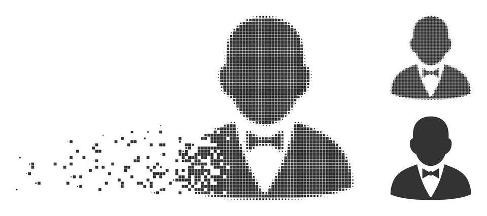 Gentleman Broken Pixel Halftone Icon Illustrazione stock