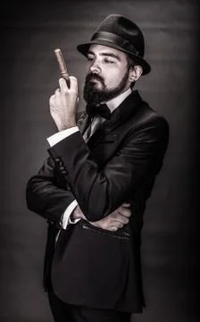 Gentleman with cigar Stock Photos