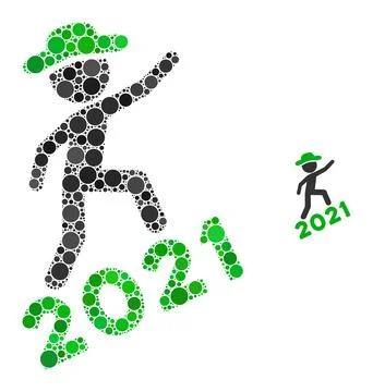 Gentleman Climbing 2021 Composition of Circle Points Stock Illustration
