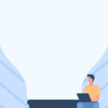 Gentleman Drawing Sitting Using Laptop Beside Large Light Bulb. Businessman 스톡 일러스트