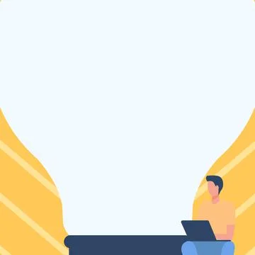Gentleman Drawing Sitting Using Laptop Beside Large Light Bulb. Businessman Illustrazione stock