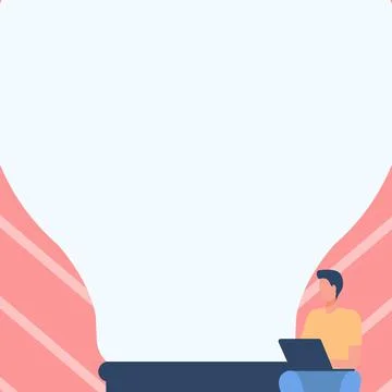 Gentleman Drawing Sitting Using Laptop Beside Large Light Bulb. Businessman Illustrazione stock