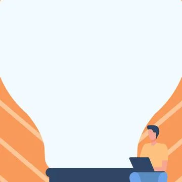 Gentleman Drawing Sitting Using Laptop Beside Large Light Bulb. Businessman Illustrazione stock
