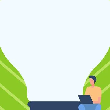 Gentleman Drawing Sitting Using Laptop Beside Large Light Bulb. Businessman Illustrazione stock