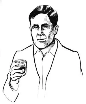 Gentleman with a drink Stock Illustration