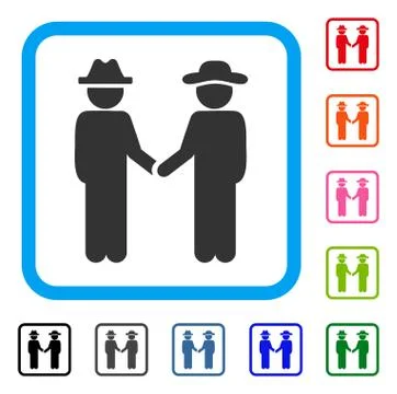 Gentleman Handshake Framed Icon Stock Illustration