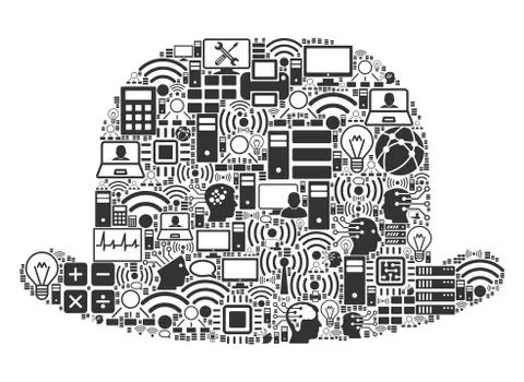 Gentleman Hat Collage Icon for BigData and Computing Ilustração Stock