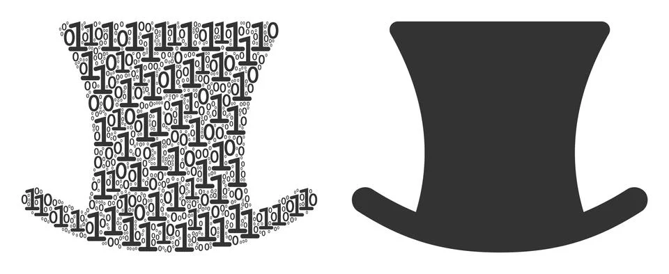 Gentleman Hat Composition of Binary Digits Stock Illustration