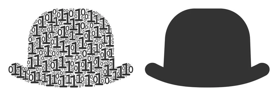 Gentleman Hat Mosaic of Binary Digits Illustrazione stock
