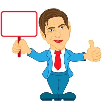 Gentleman holds the empty plaque Illustrazione stock