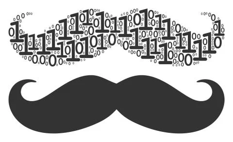 Gentleman Moustache Mosaic of Binary Digits Illustrazione stock