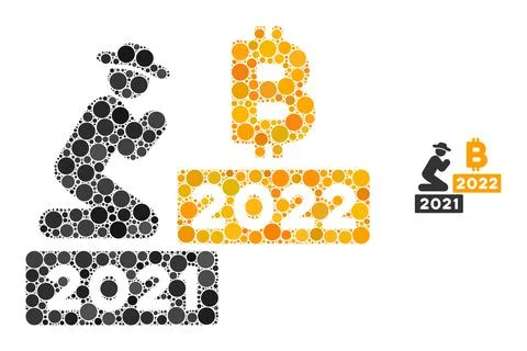 Gentleman Pray Bitcoin 2022 Composition of Circle Pixels Stock Illustration