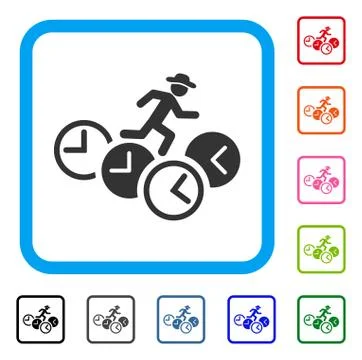 Gentleman Running Over Clocks Framed Icon Ilustração Stock