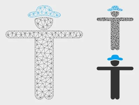 Gentleman Scarescrow Vector Mesh Wire Frame Model and Triangle Mosaic Icon Illustrazione stock