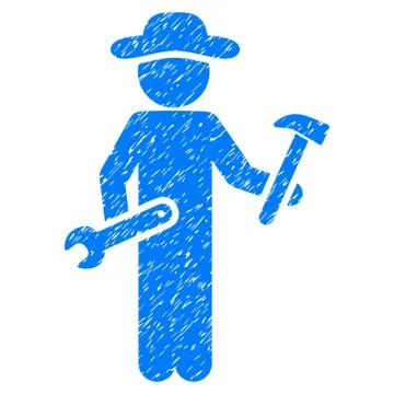 Gentleman Serviceman Grainy Texture Icon Stock Illustration