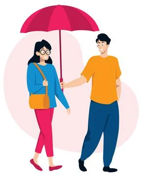 Gentleman Sheltering Lady Stockillustratie