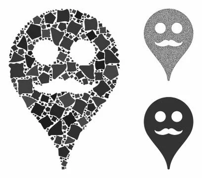 Gentleman smiley map marker Composition Icon of Irregular Elements Stock Illustration