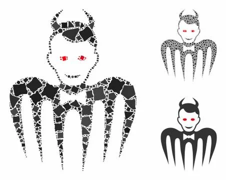 Gentleman spectre devil Composition Icon of Irregular Elements Stock Illustration