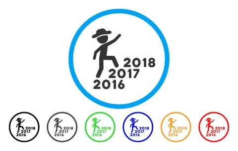 Gentleman Steps Years From 2016 To 2018 Rounded Icon Illustrazione stock