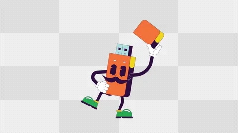 Gentleman USB flash drive with mustache groovy retro character animation Stock Footage 332332813