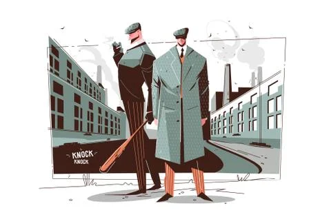 Gentlemen in elegant suits Stock Illustration