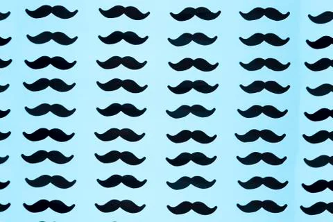 Gentlemen's patterns with mustache on blue background 스톡 사진