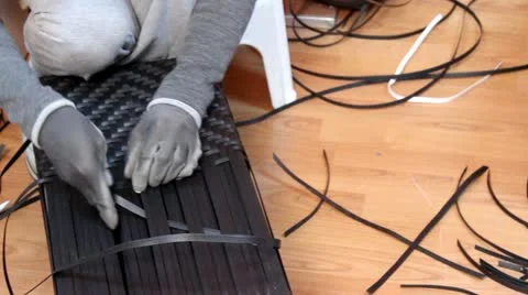 Gently knitting rattan Stock Footage 20981275