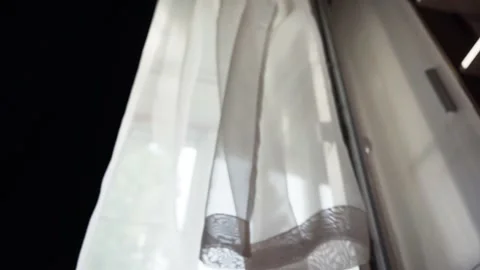 Gently moved by the wind, transparent curtain on the window 動画素材 218019567