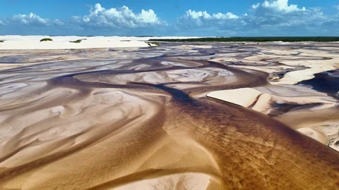 Gently Moving Along Braided Rio Grande Waterways Near Betânia Stock Footage 342443569