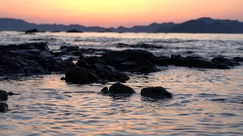 Gently wave at sanmi sunset Stock Footage 109264455