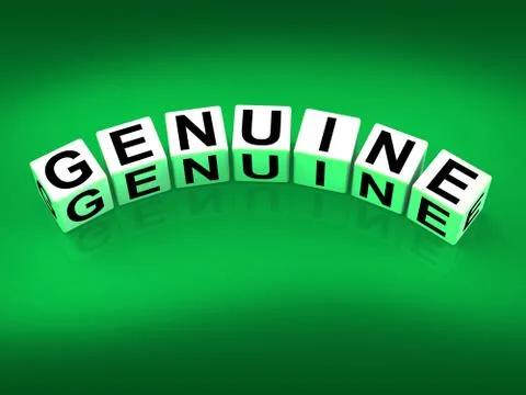 Genuine blocks mean authentic legitimate and real Stock Illustration