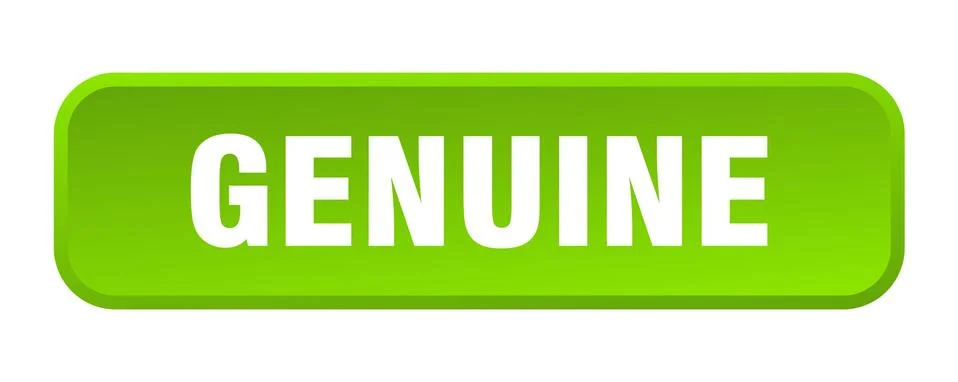 Genuine button. genuine square 3d push button 스톡 일러스트