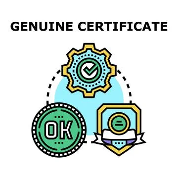 Genuine certificate concept with approval process and quality validation Stock Illustration