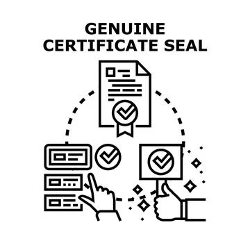 Genuine certificate seal validation document concept Stock Illustration