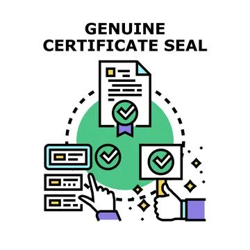 Genuine certificate seal validation document concept Stock Illustration