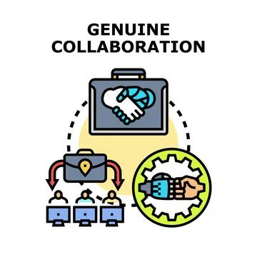 Genuine collaboration concept receiving digital data 스톡 일러스트