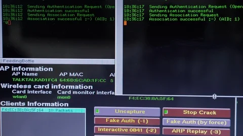 Genuine computer hacker screen shot Online attack decryption exploit hack server Stock Footage