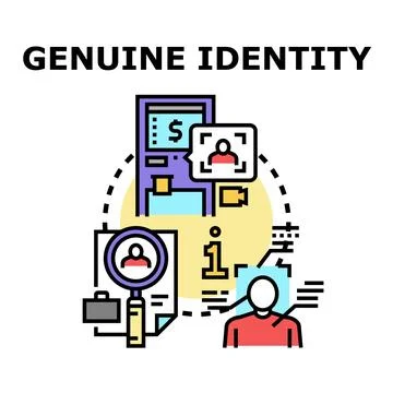 Genuine identity verification and digital authentication process Stock Illustration