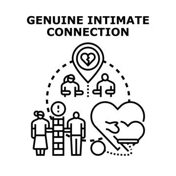 Genuine intimate connection feeling and relationship concept Stock Illustration