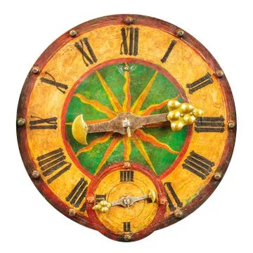 Genuine medieval clock face Stock Photos