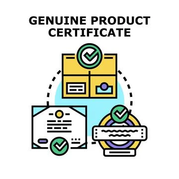 Genuine product certification process validating authenticity and quality Stock Illustration