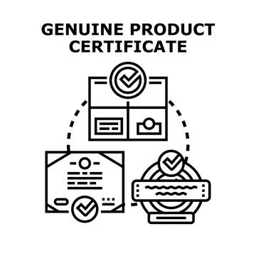 Genuine product certification process validating authenticity and quality Stock Illustration