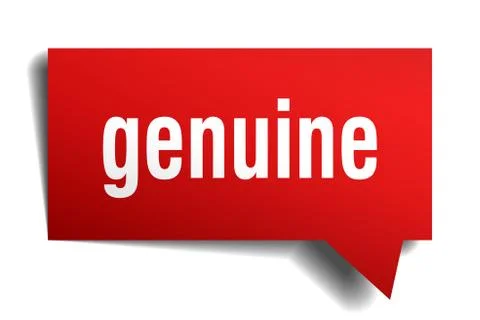 Genuine red 3d speech bubble Stock Illustration