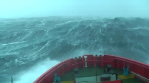 Genuine Ship in Hurricane Filmed from Bridge Stock Footage