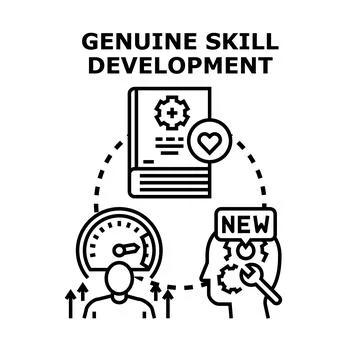 Genuine skill development concept evolving personal abilities Stock Illustration