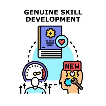 Genuine skill development concept evolving personal abilities Stock Illustration