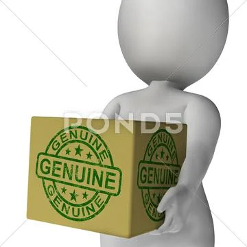 Genuine stamp on box shows real certified product Stock Illustration