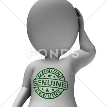Genuine stamp on man shows real certified product Stock Illustration